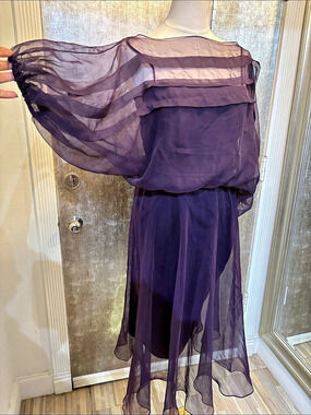 Pat Richards Purple Sheer Dress Size 6